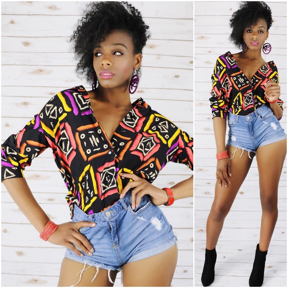 SOLD! Tribal Graffiti 80s Blouzer